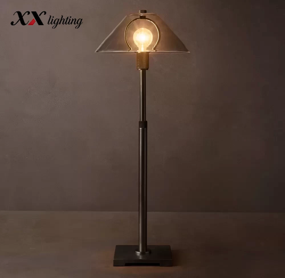Utilitaire Glass Shade Table Lamp - 9¾″, Polished Nickel