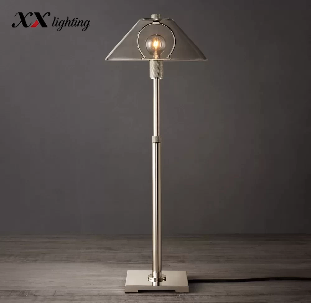 Utilitaire Glass Shade Table Lamp - 9¾″, Polished Nickel