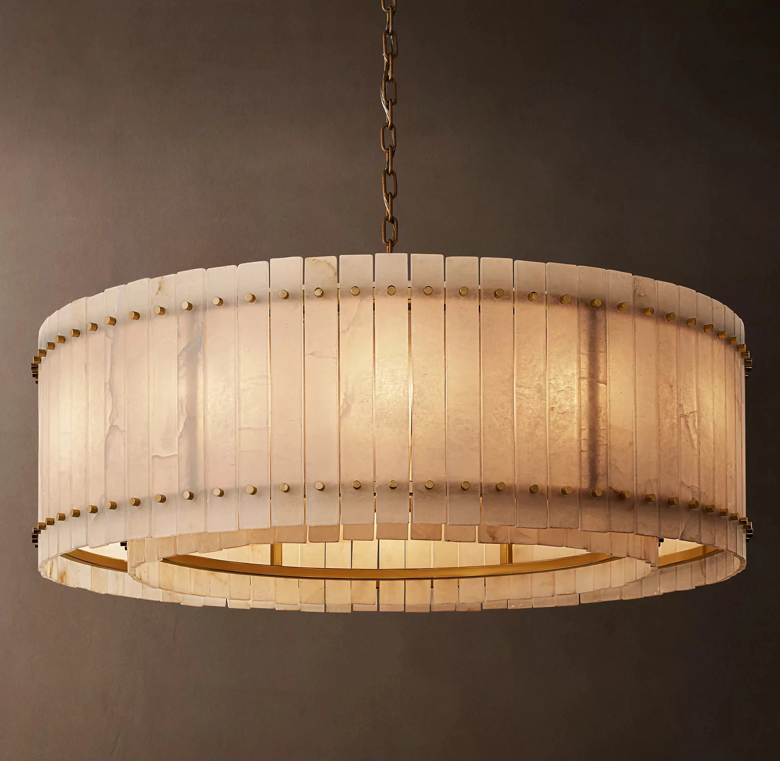 San Marco Alabaster Round Chandelier 22½″ - 60″, Polished Nickel