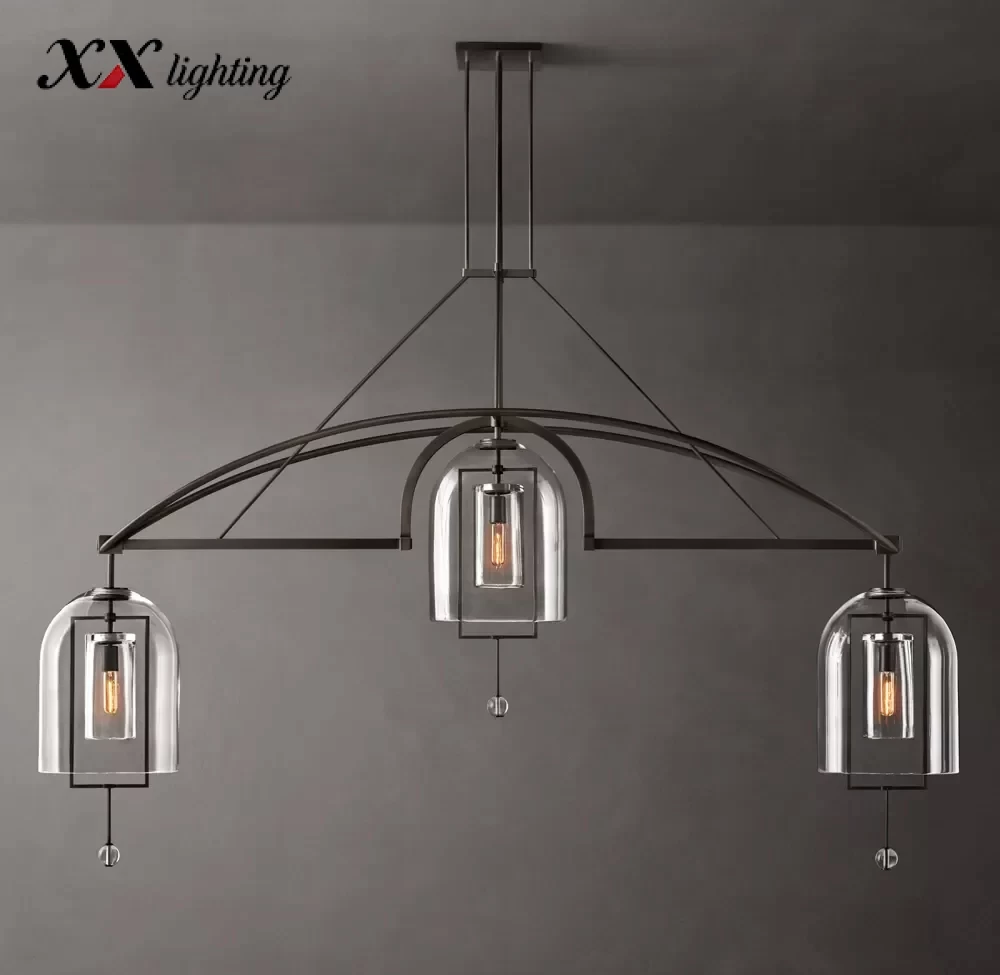 Fulcrum Grand Linear Chandelier 61″ - 73″, Satin Nickel