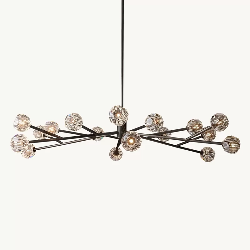 Modern Boule De Cristal Clear Glass Round Chandelier, 24" - 72"
