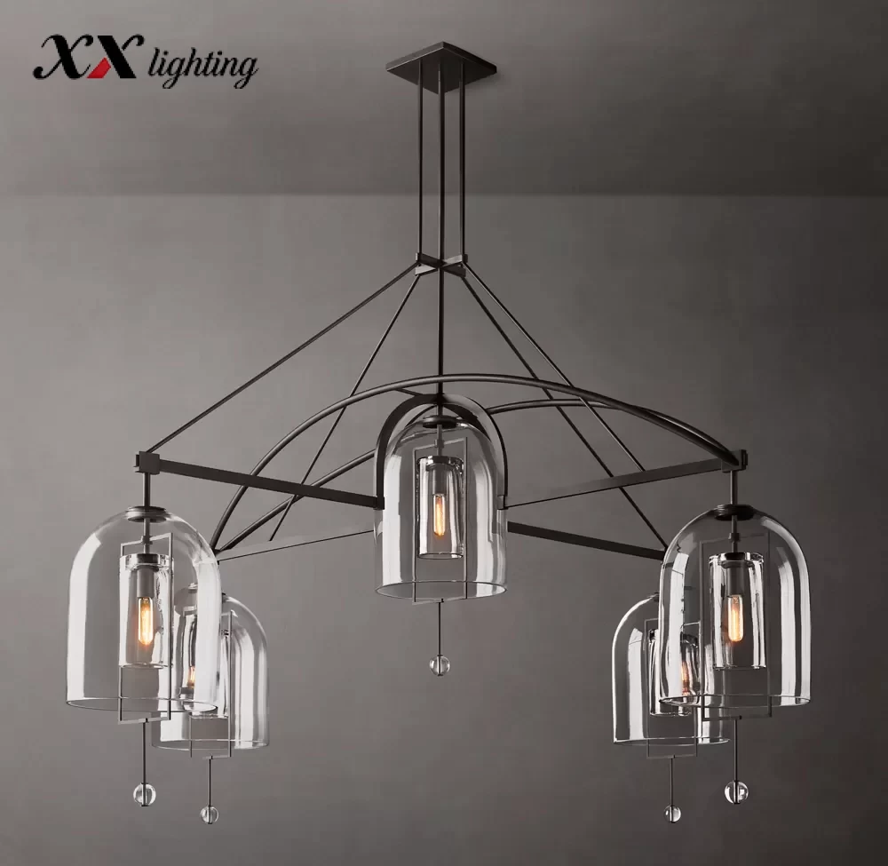 Fulcrum Grand Round Chandelier 61″ - 61″, Satin Nickel