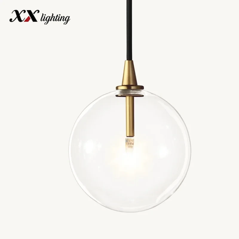 Glass Globe Mobile Pendant - 6, Polished Nickel
