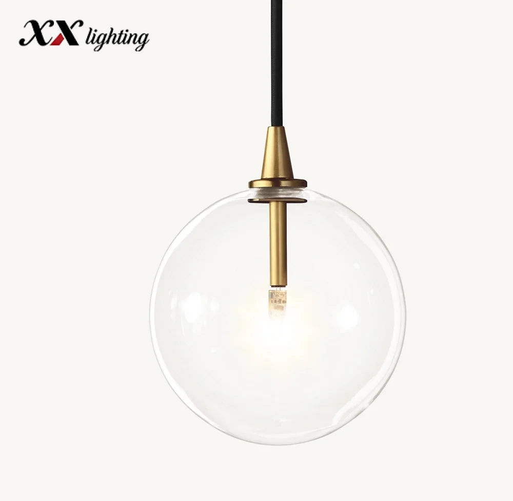 Glass Globe Mobile Pendant - 6, Polished Nickel