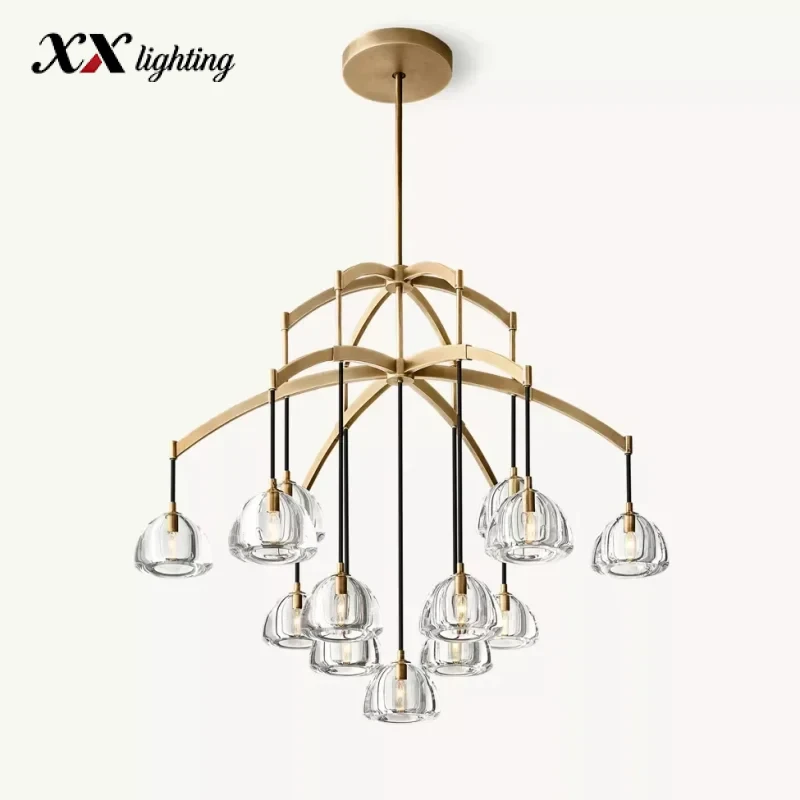 Hemisphere Round Chandelier 36 inch - 48″, Polished Nickel