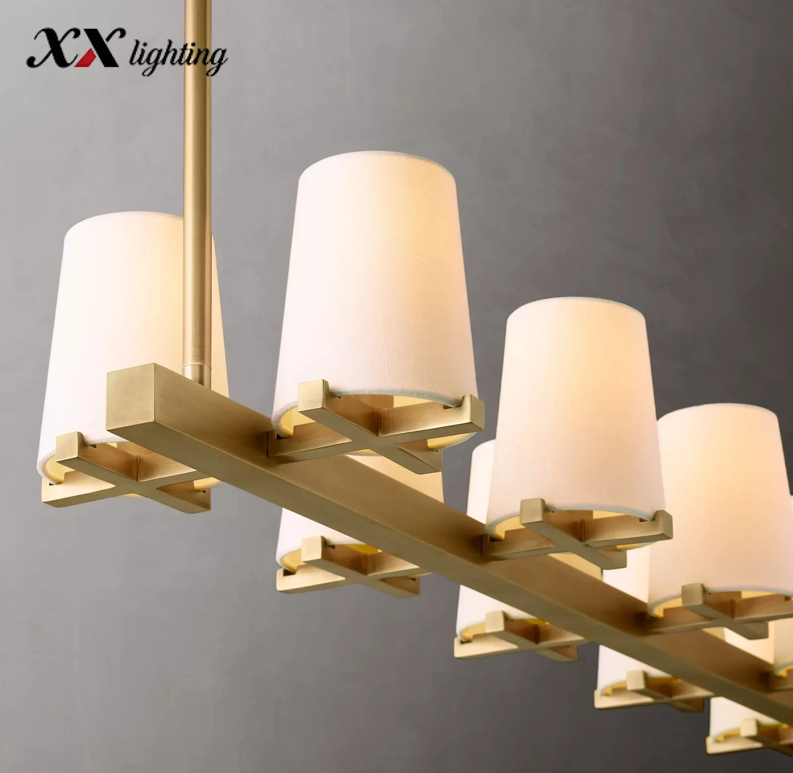 Pauillac Fabric Shade Linear Chandelier 49 inch - 49", Polished Nickel