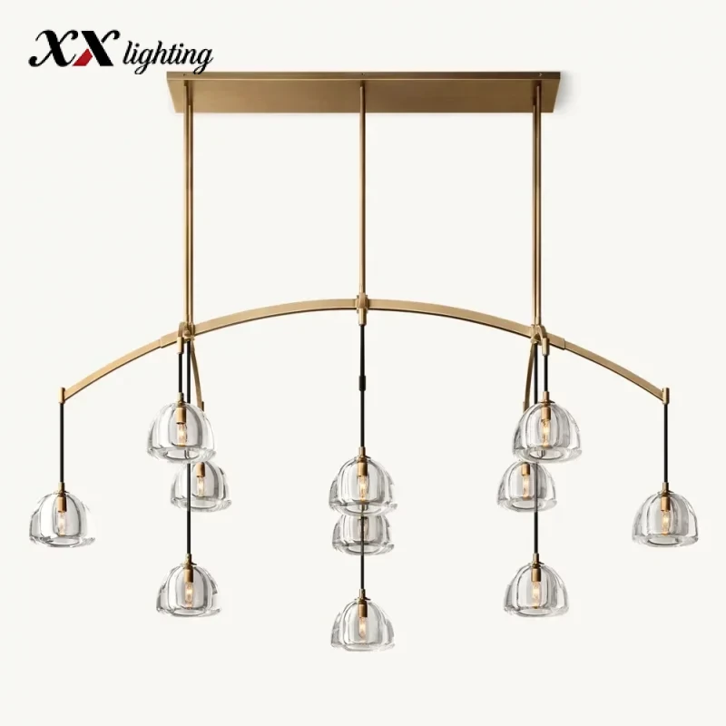 Hemisphere Linear Chandelier 54 inch - 72″, Polished Nickel