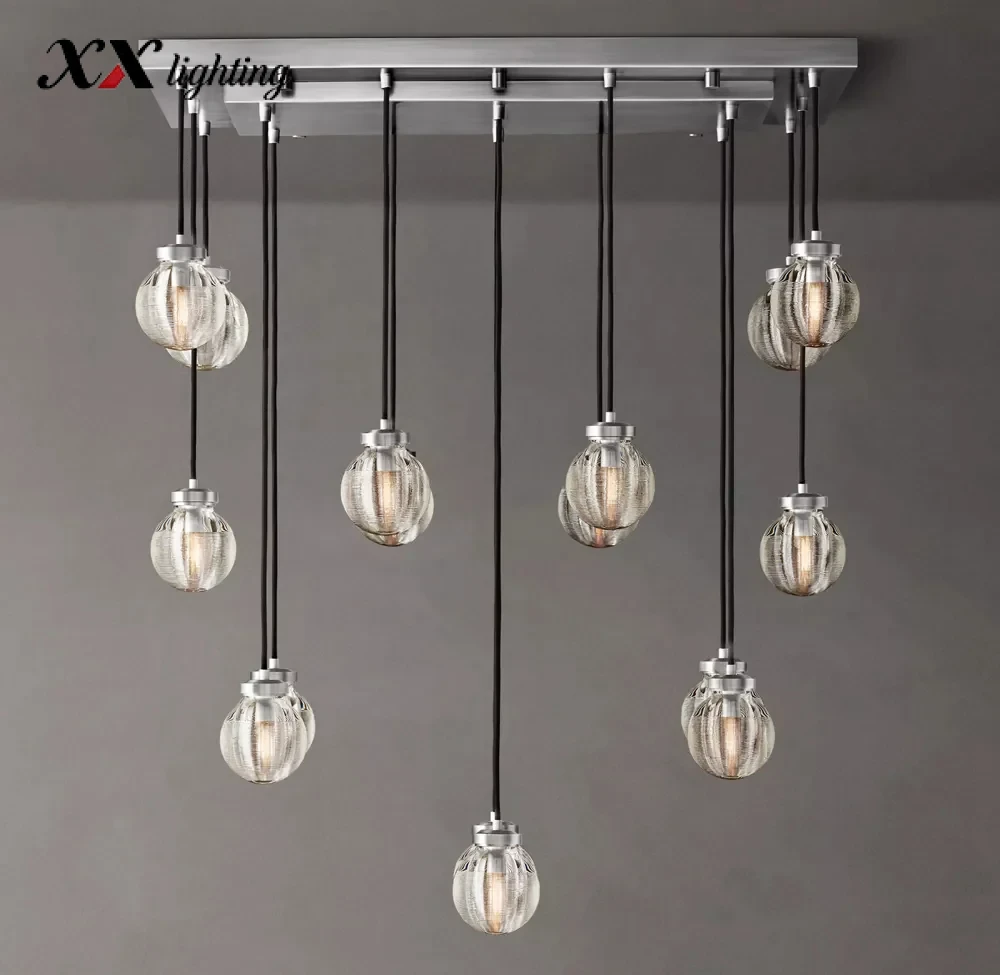 Pearl Rectangular Chandelier 36 inch - 36″, Satin Nickel