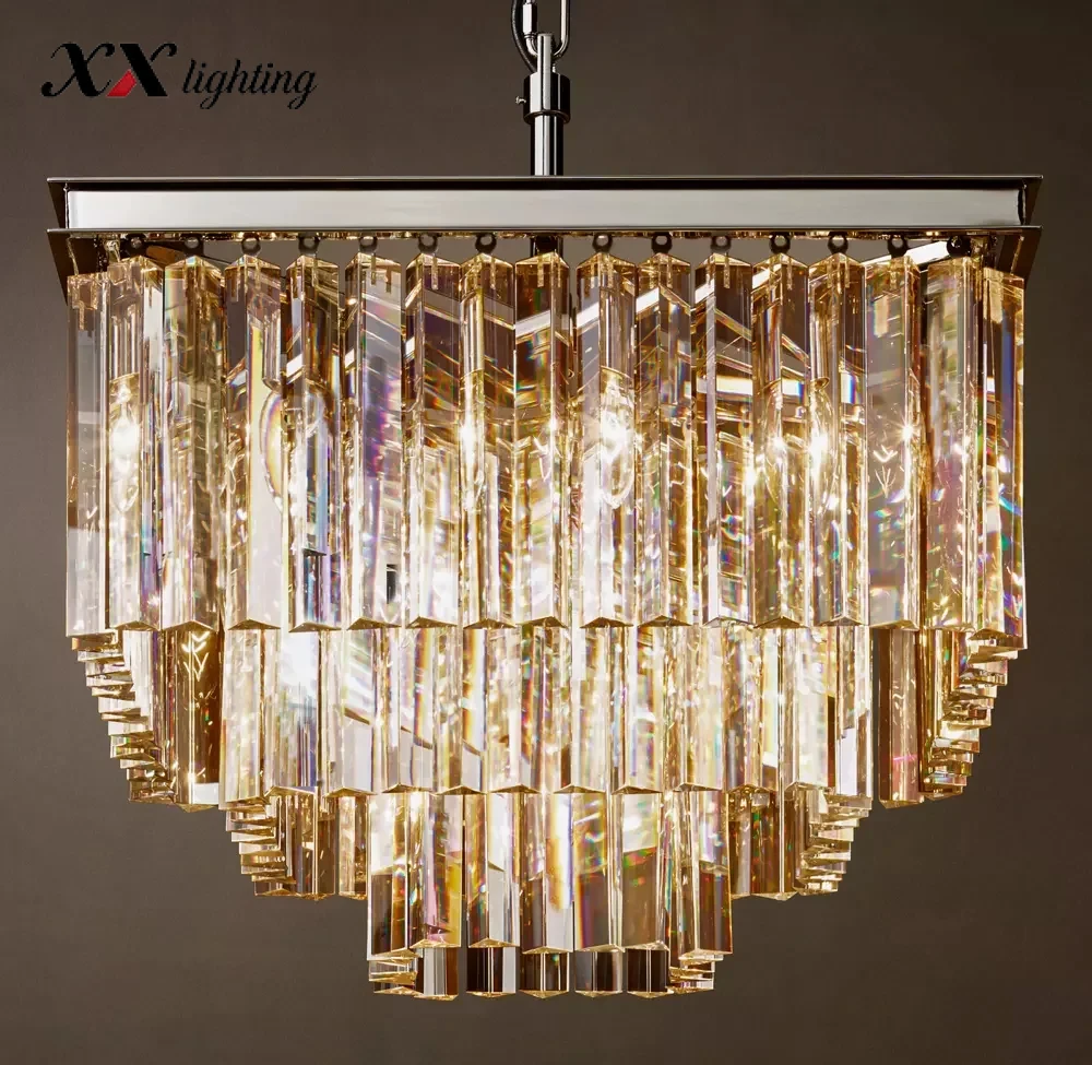 1920S Odeon Square Chandelier - 21¼″, Polished Nickel