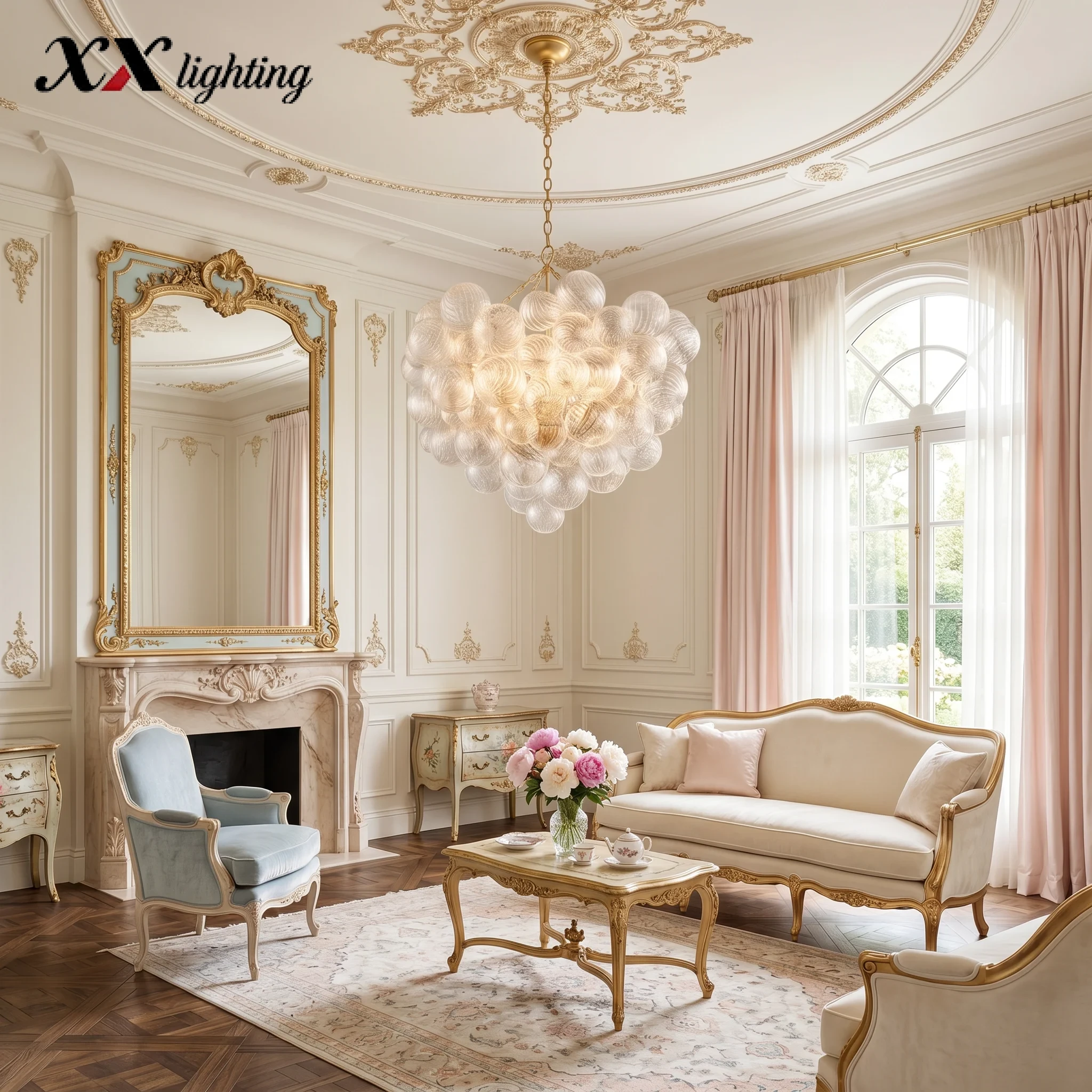 Talia Round Chandelier 24 inch - 37¾", Plaster