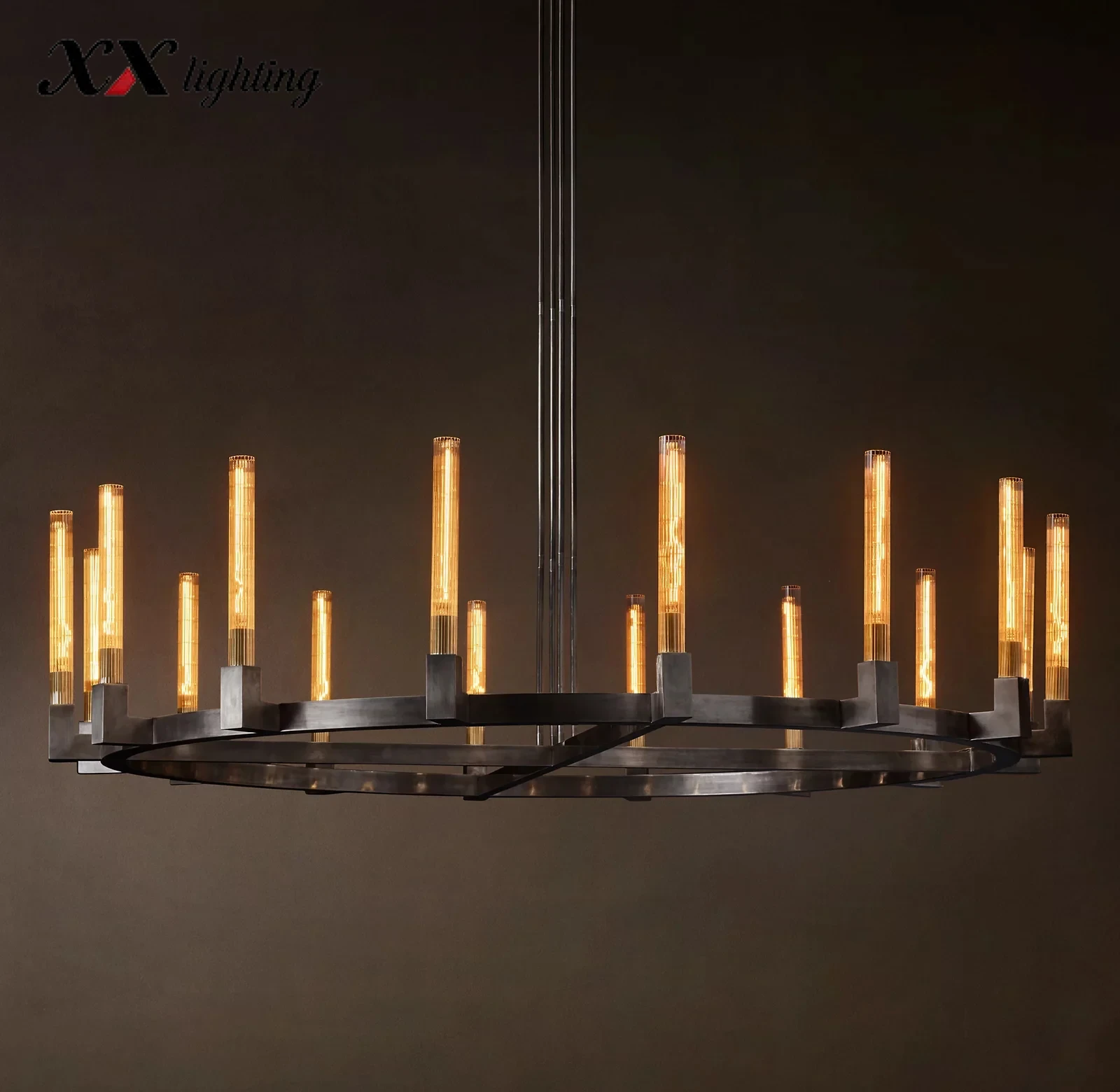 Cannele Round Chandelier 36 inch - 72", Satin Nickel