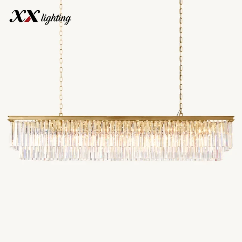 1920S Odeon Rectangular Chandelier - 72", Polished Nickel