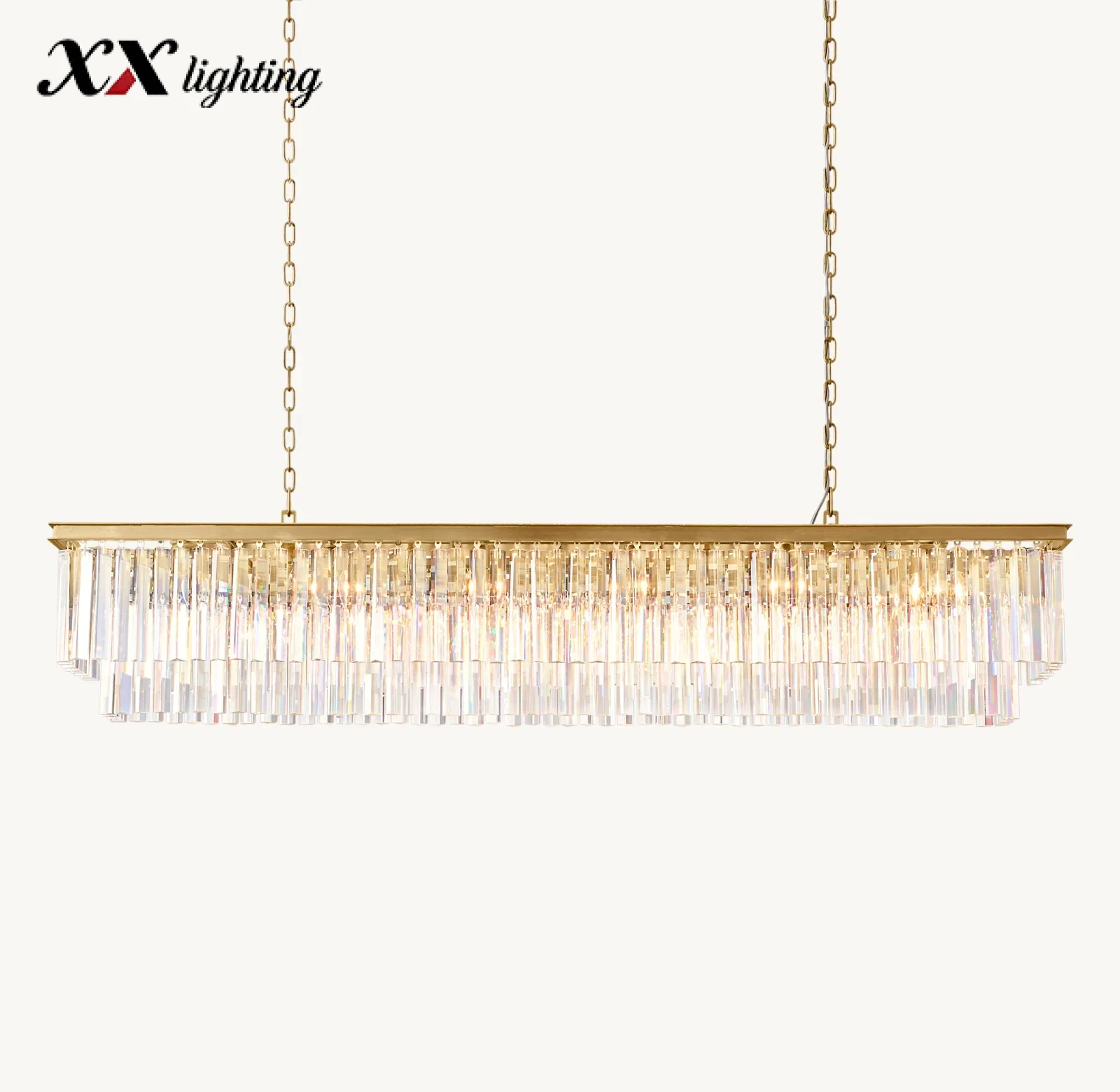 1920S Odeon Rectangular Chandelier - 72", Polished Nickel
