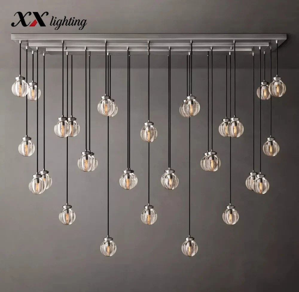 Pearl Rectangular Chandelier 36 inch - 72″, Satin Nickel