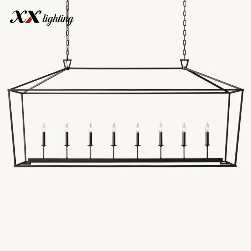 19Th C. English Openwork Rectangular Chandelier 54 inch - 72", Burnished Silver Leaf