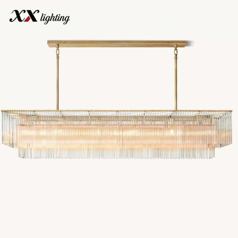 Amadeo Rectangular Chandelier 54inch - 72¼", Polished Nickel