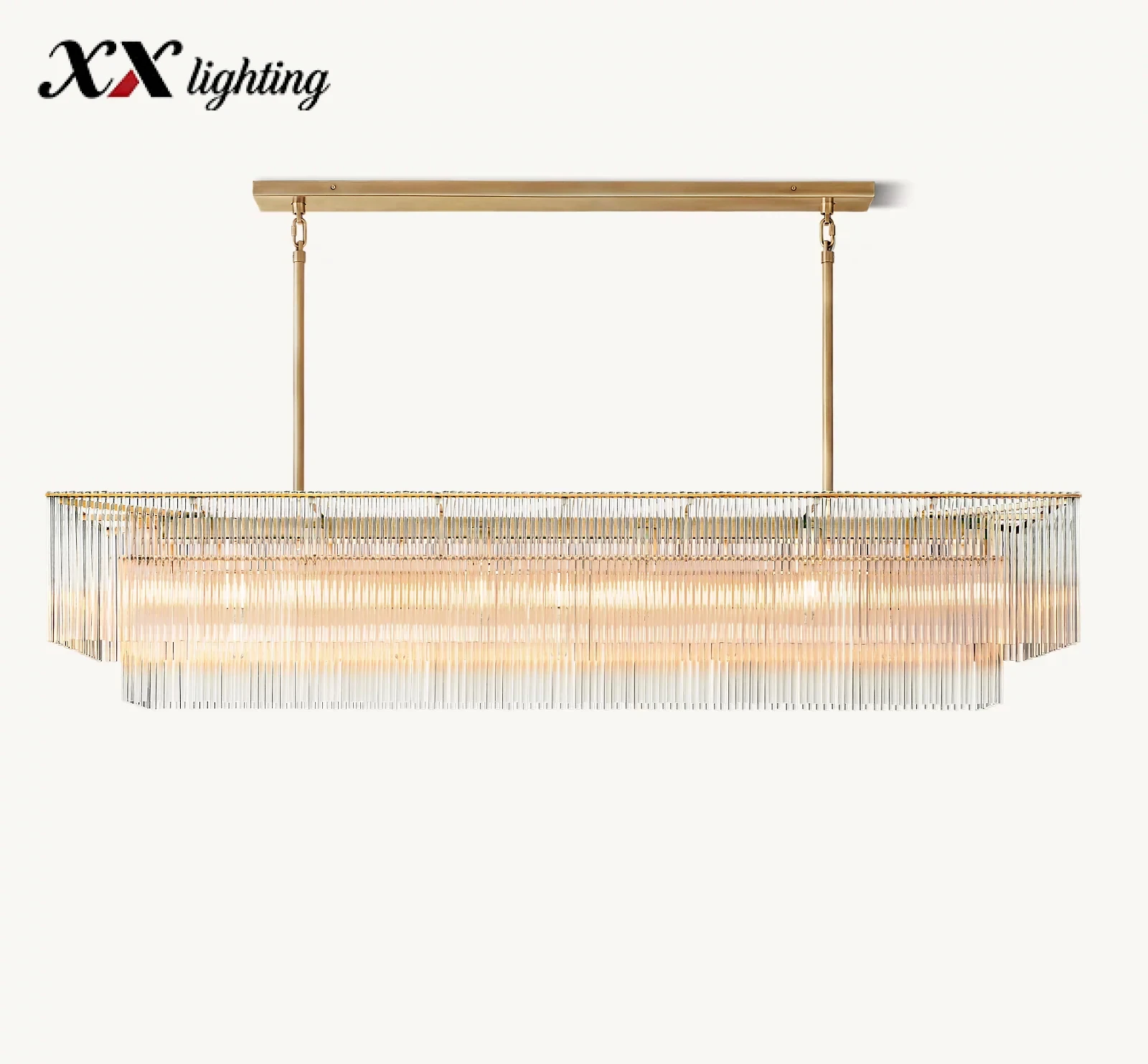 Amadeo Rectangular Chandelier 54inch - 72¼", Polished Nickel