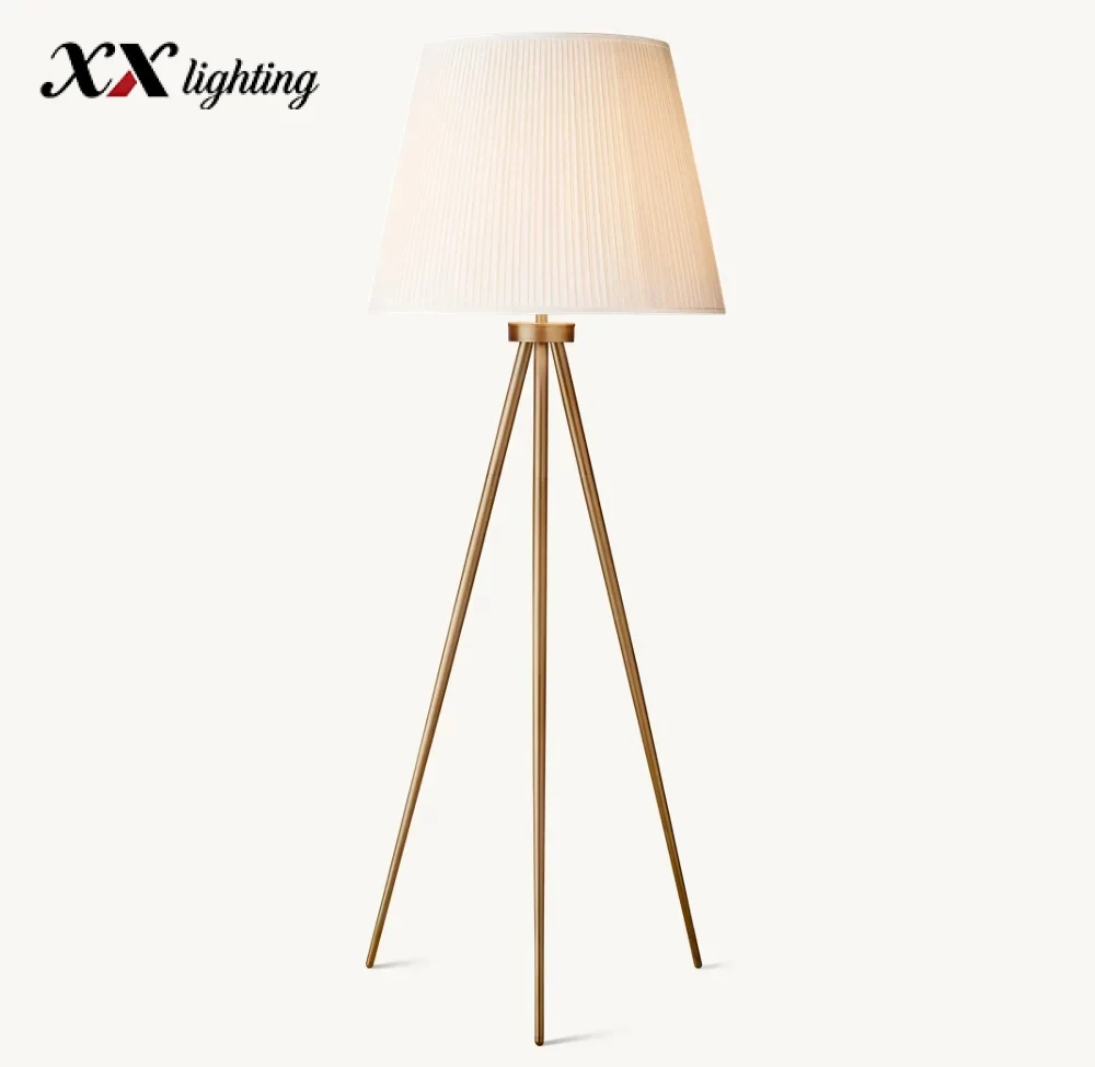Reed Pleated Silk Shade Floor Lamp - 32″, Polished Nickel