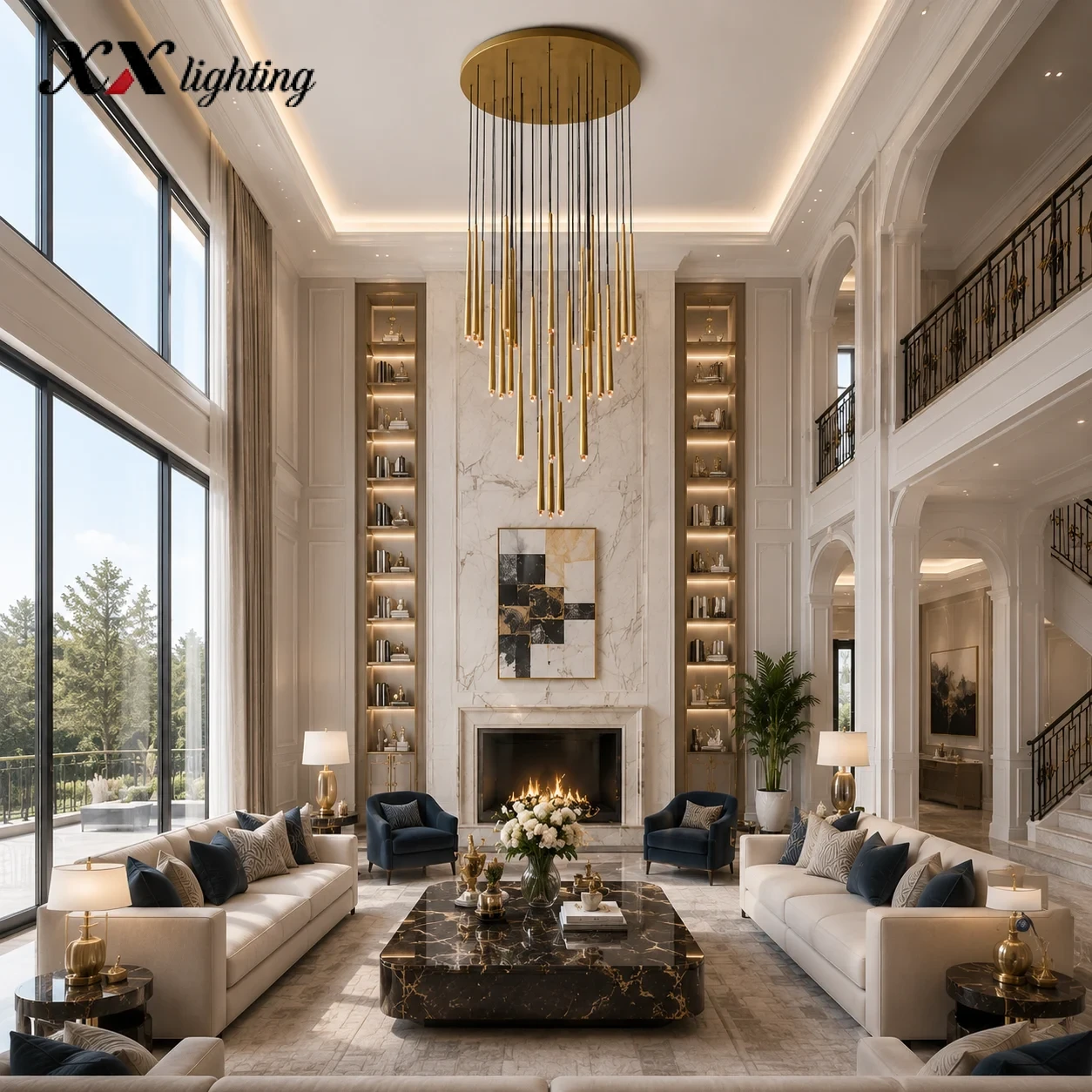 Aquitaine Round Chandelier 18 inch - 48", Polished Nickel