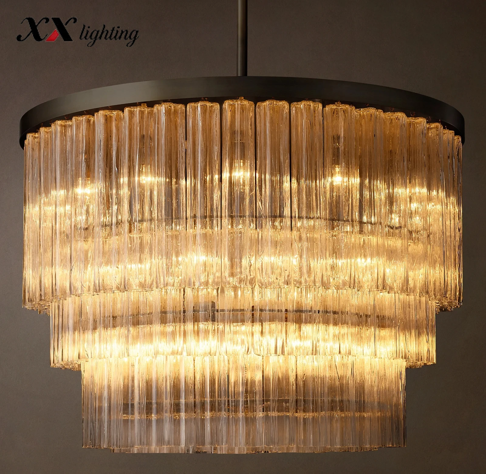 Cielo Three-Tier Round Chandelier - 48", Polished Nickel