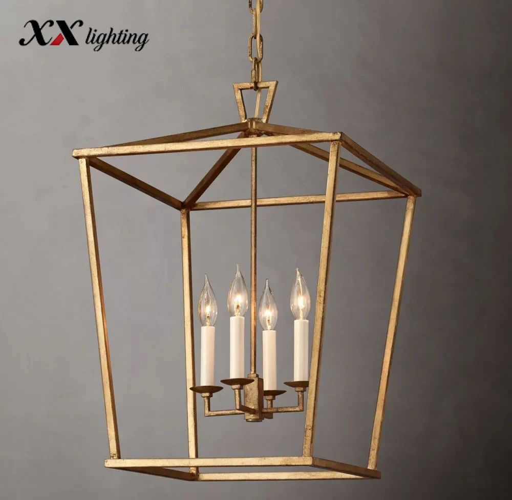 19th C. English Openwork Pendant Light 12 inch - 24", Gilded Iron