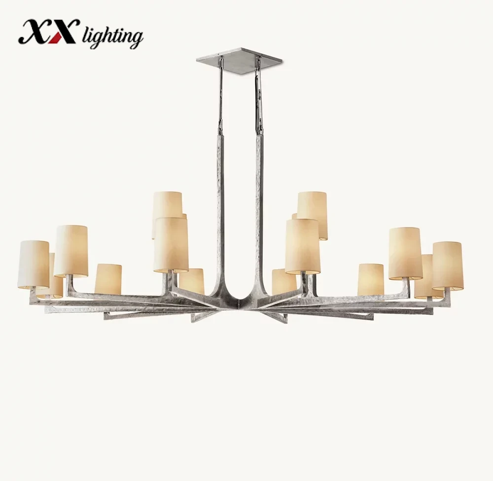 Wright Round Chandelier 36 inch - 60″, Hammered Pewter