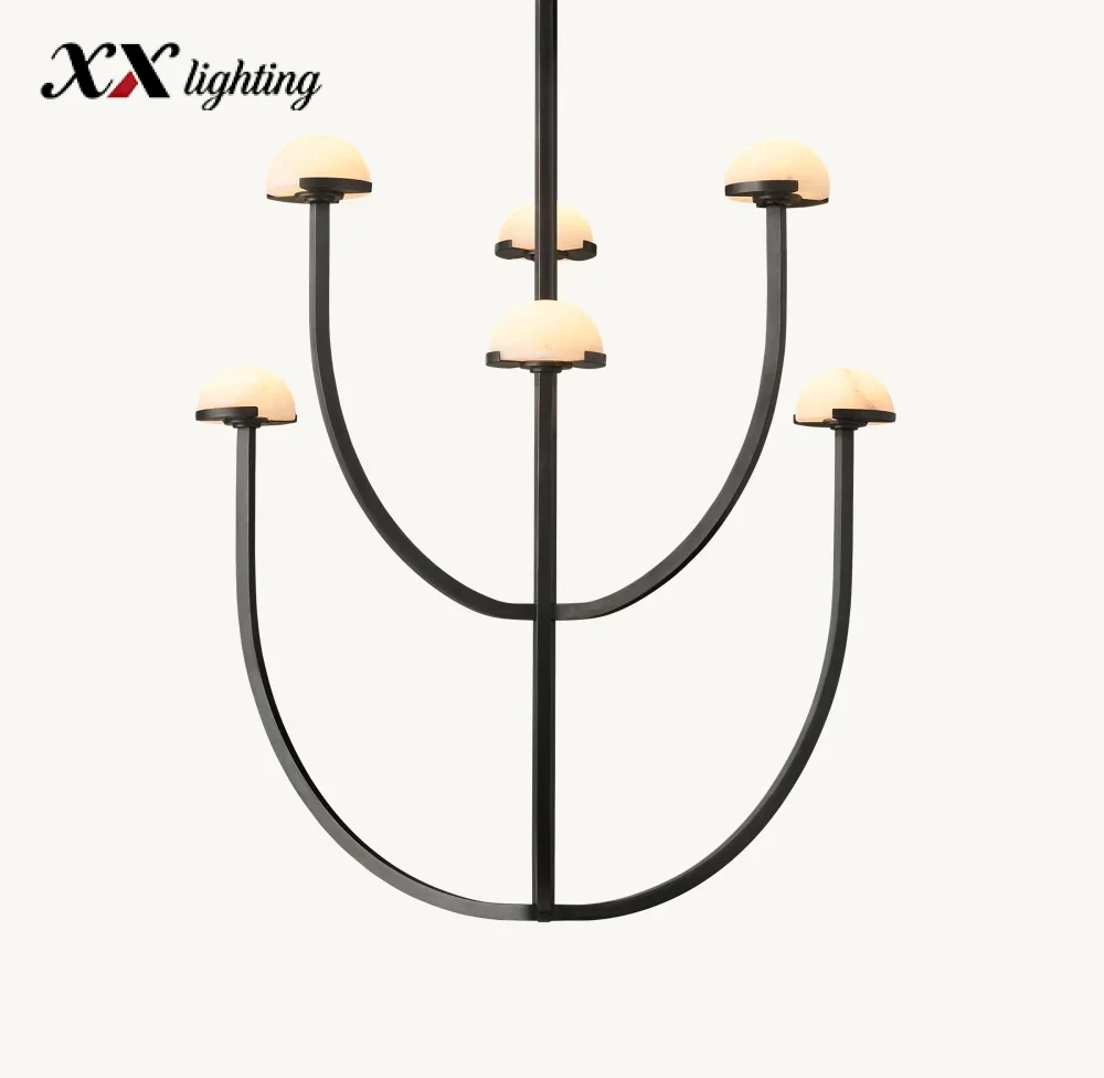 Pedra Round Chandelier 24 inch - 32", Polished Nickel