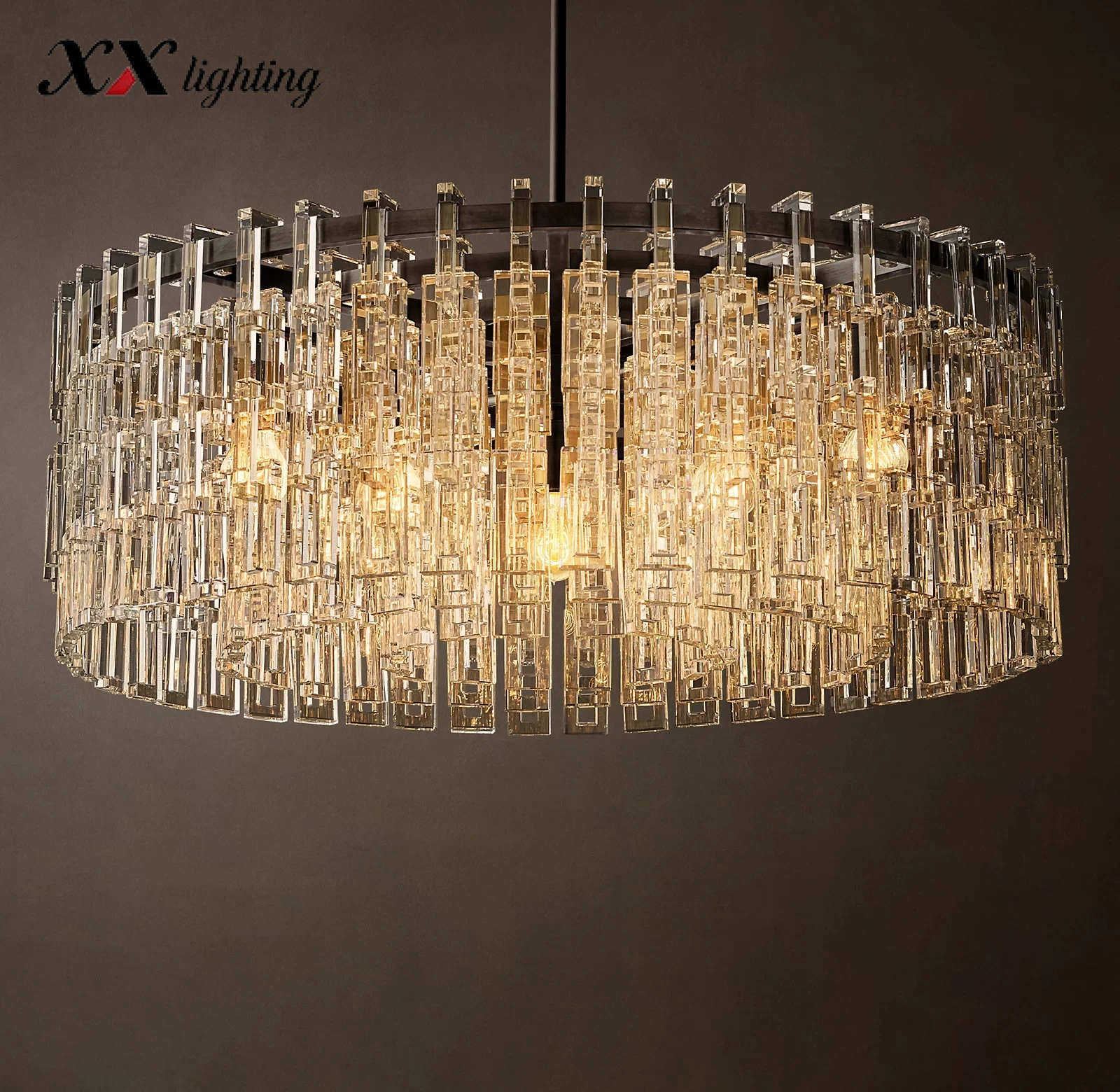 Marignan Round Chandelier 36 inch - 36″, Lacquered Burnished Brass