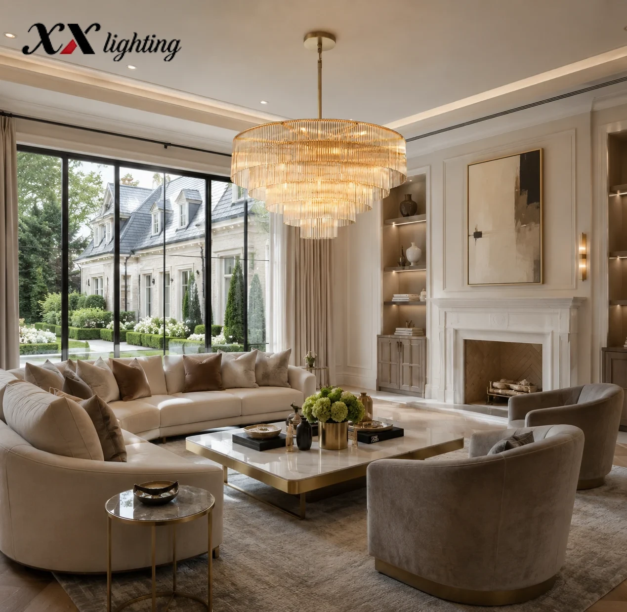 Amadeo Round Chandelier - 49¾″, Polished Nickel