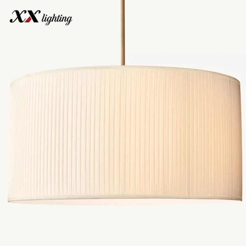 Reed Pleated Drum Pendant 30 inch - 30″, White
