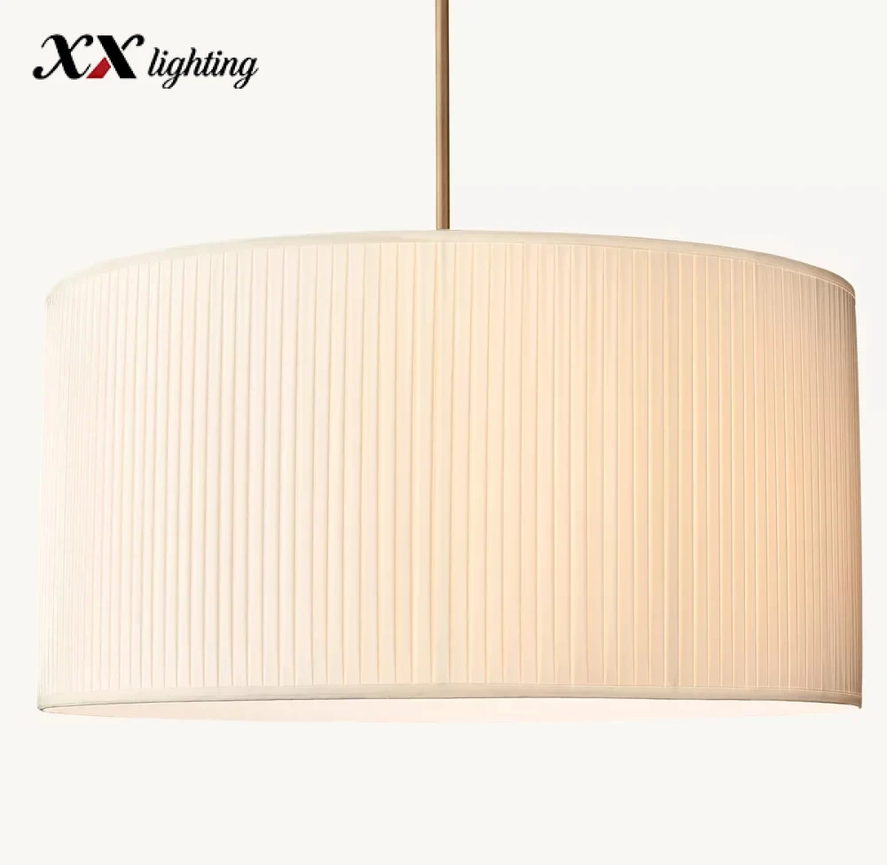 Reed Pleated Drum Pendant 30 inch - 30″, White