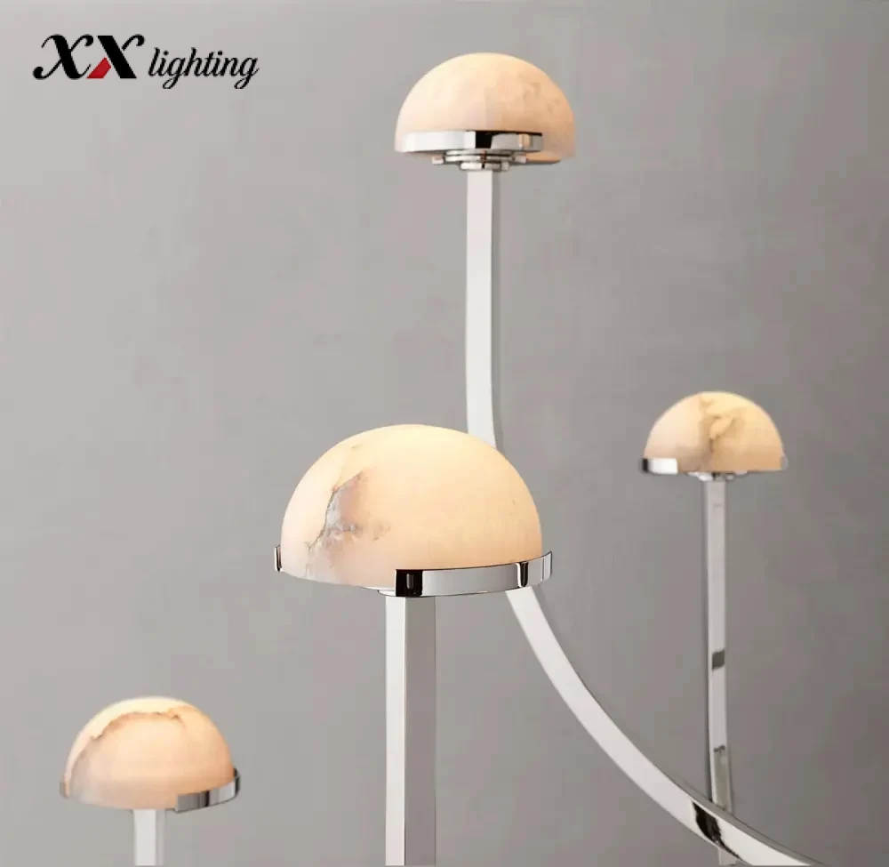 Pedra Round Chandelier 24 inch - 24", Polished Nickel