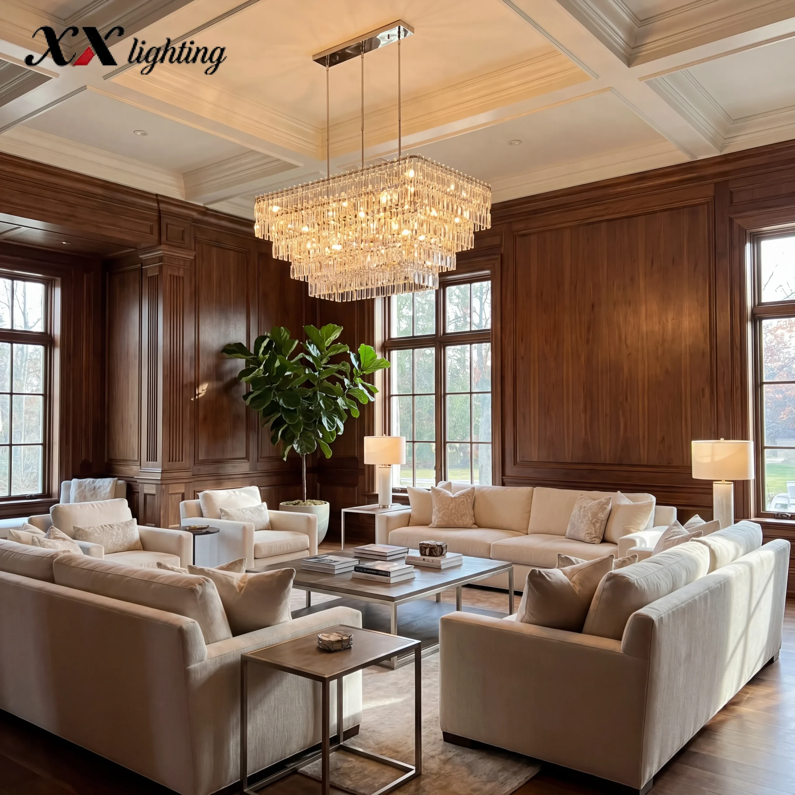 Marignan Tiered Rectangular Chandelier - 71¼", Polished Nickel