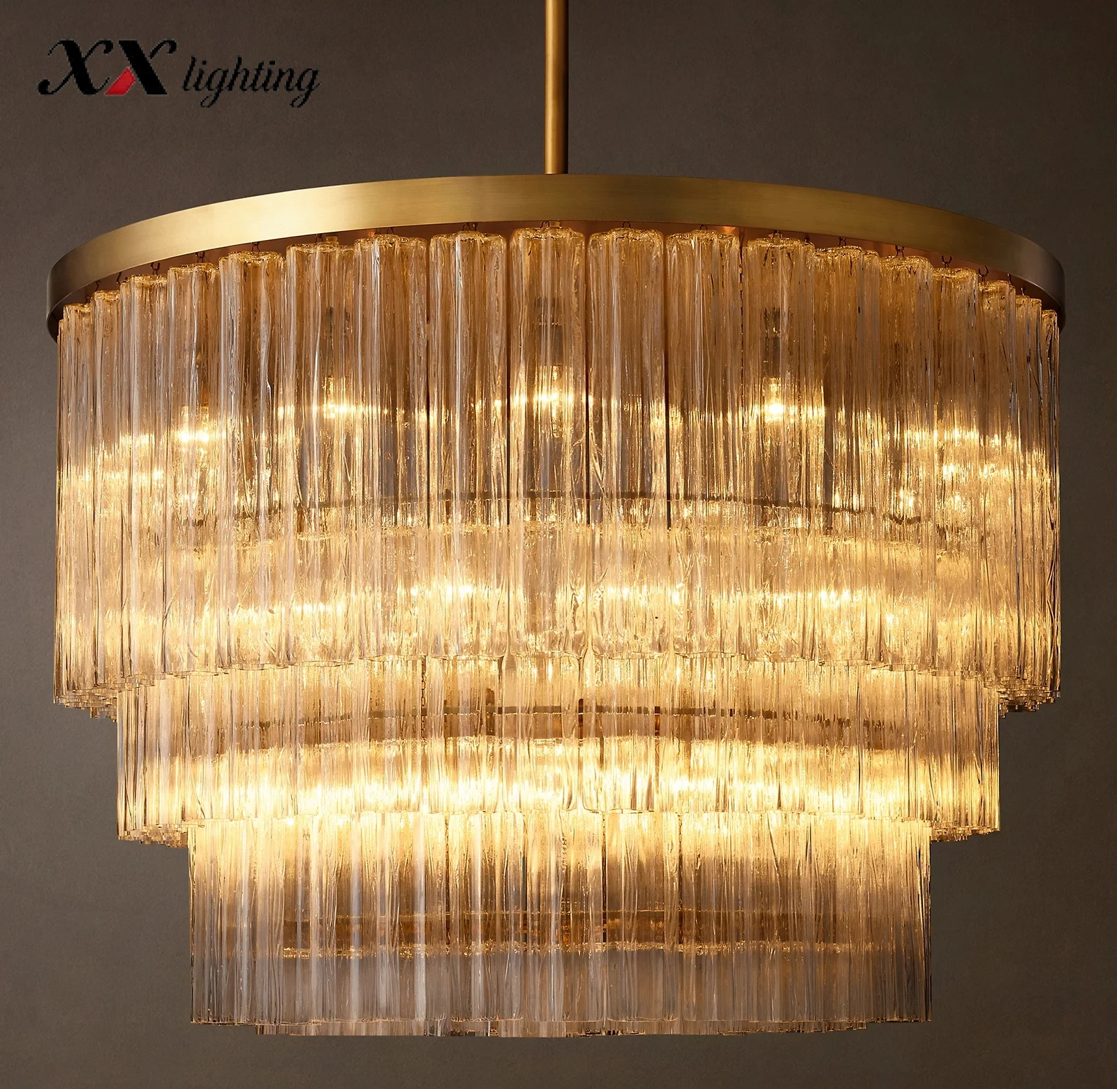 Cielo Three-Tier Round Chandelier - 48", Polished Nickel