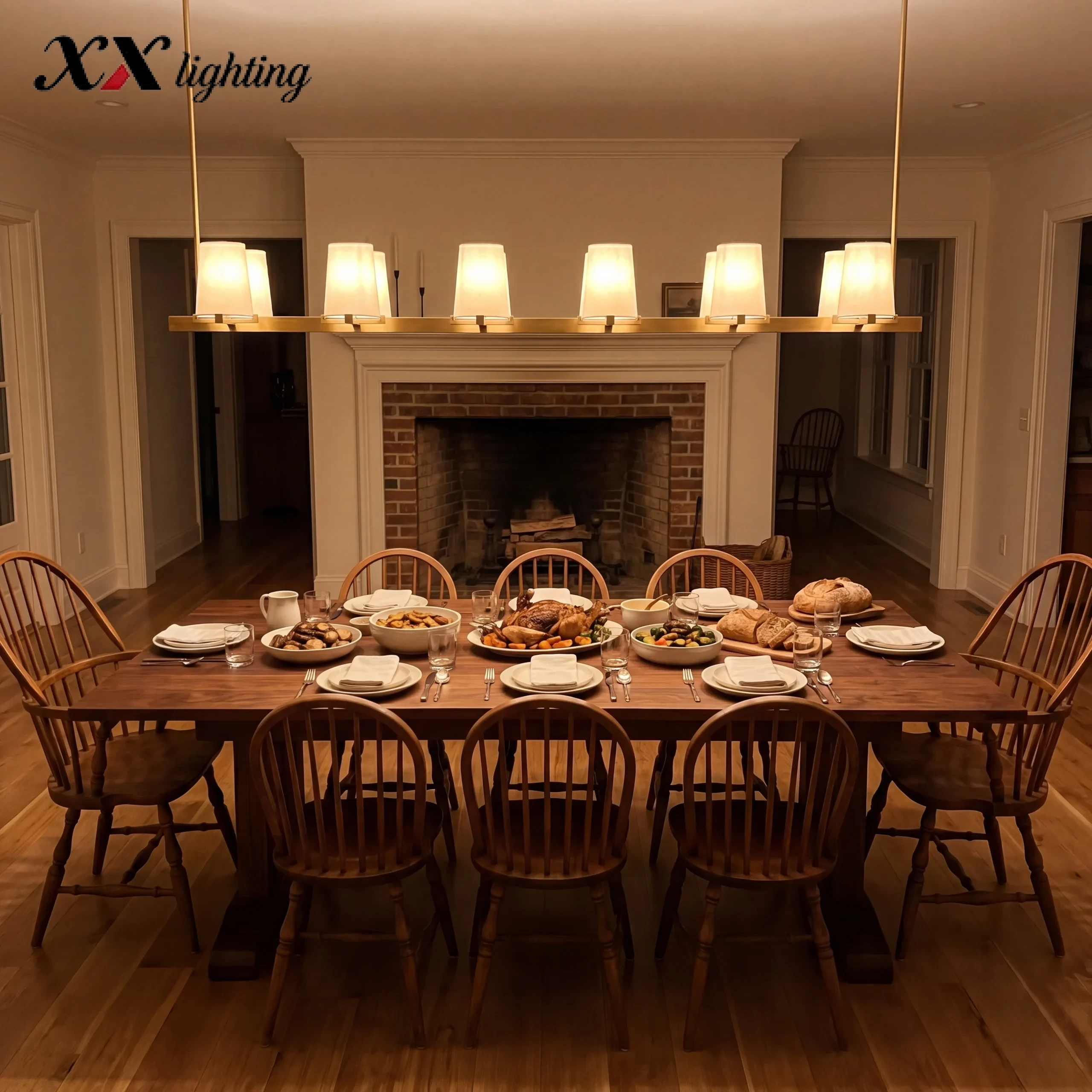 Pauillac Fabric Shade Linear Chandelier 49 inch - 60", Polished Nickel