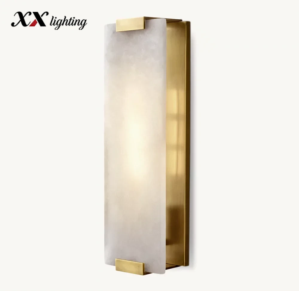 Hand-Carved Alabaster Sconce 6 inch - 6″, Polished Nickel
