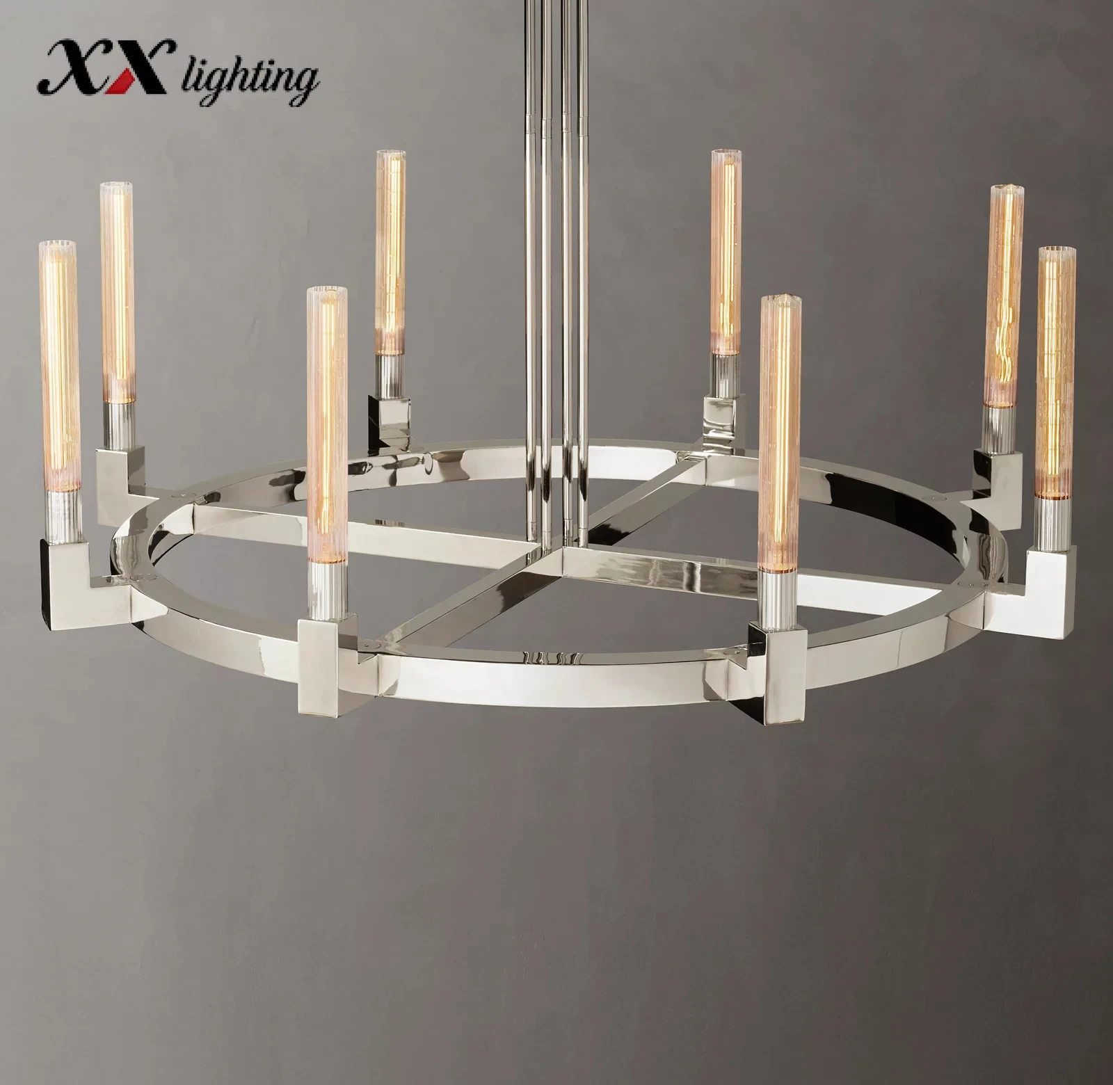 Cannele Round Chandelier 36 inch - 48", Satin Nickel