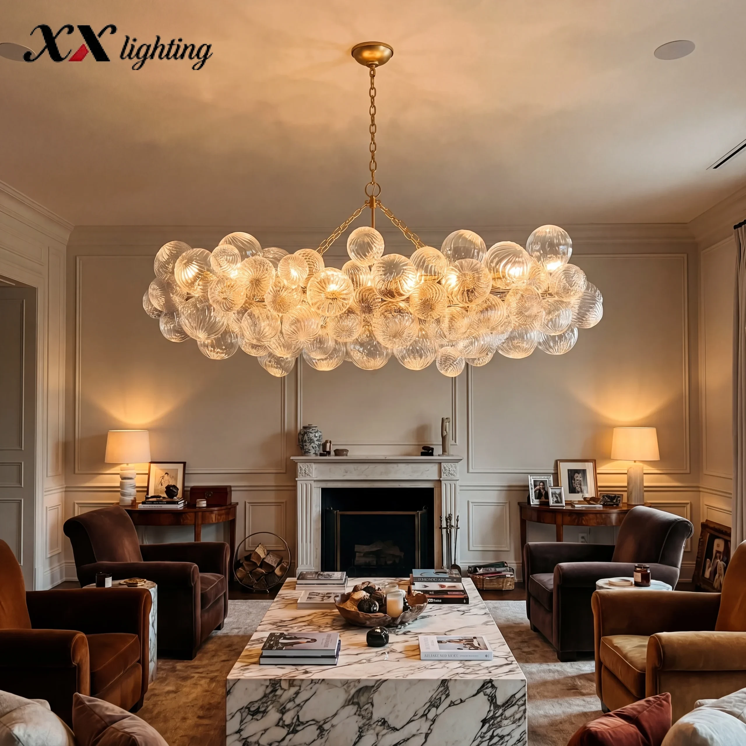 Talia Linear Chandelier 51 inch - 51", Plaster