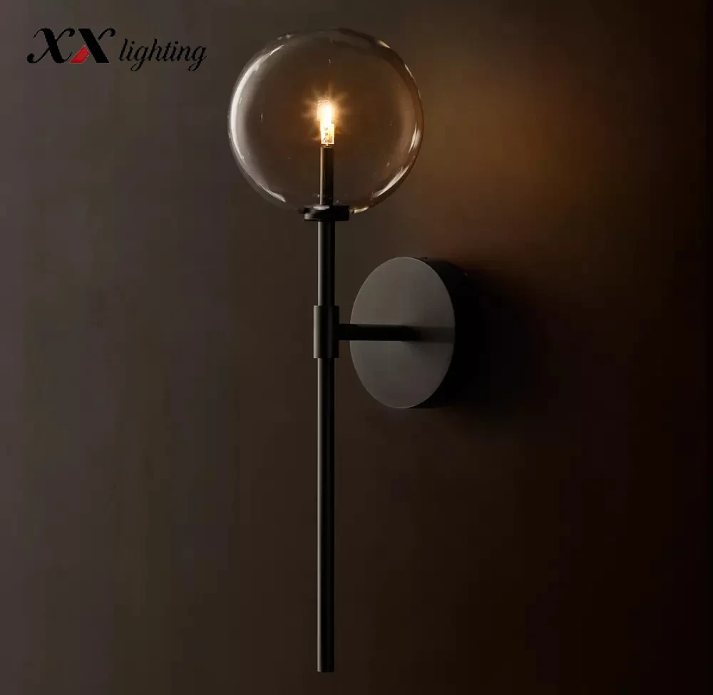 Glass Globe Sconce 6 inch - 6″, Polished Nickel