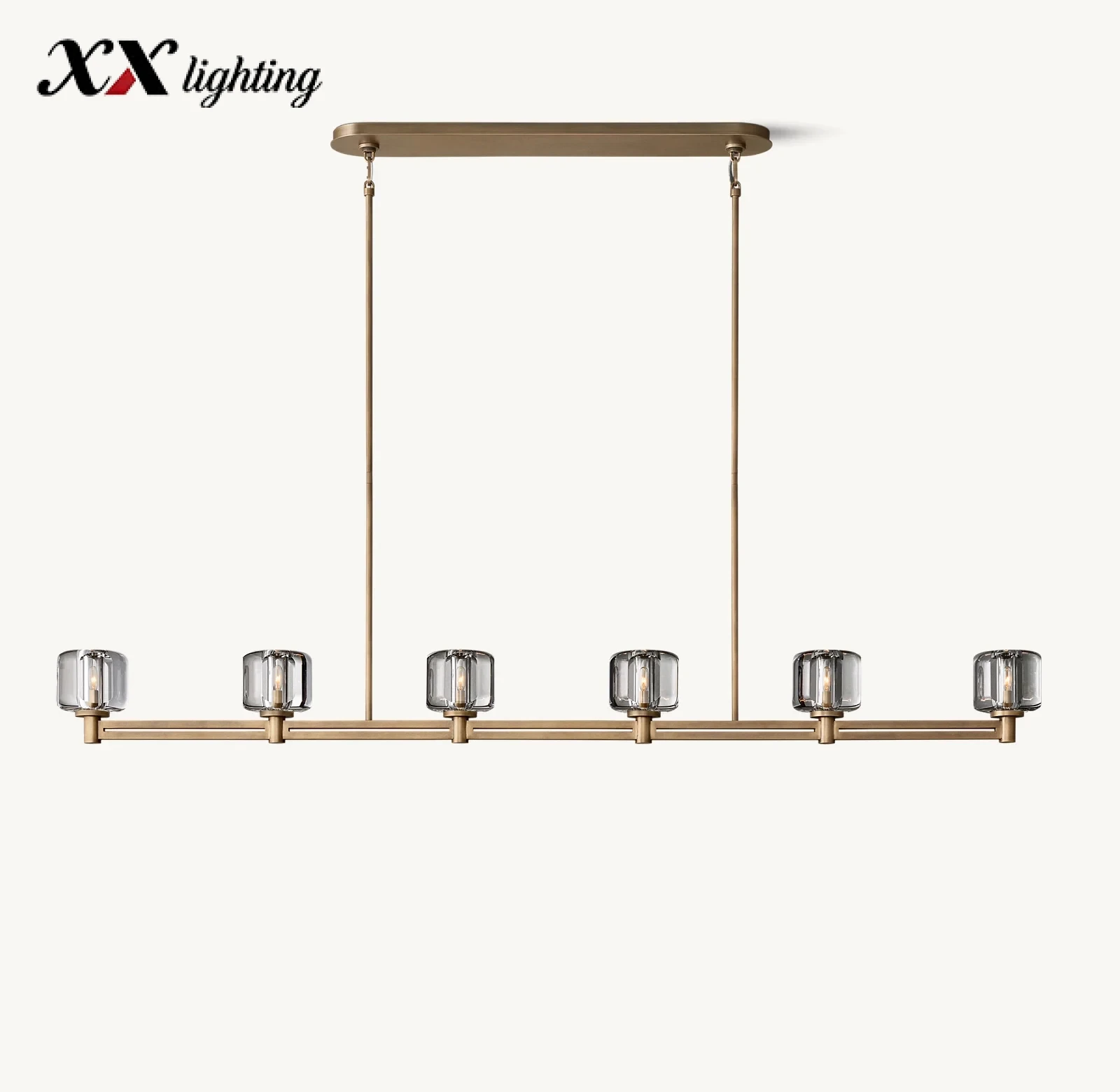 Demaret Linear Chandelier 54 inch - 72″, Polished Nickel