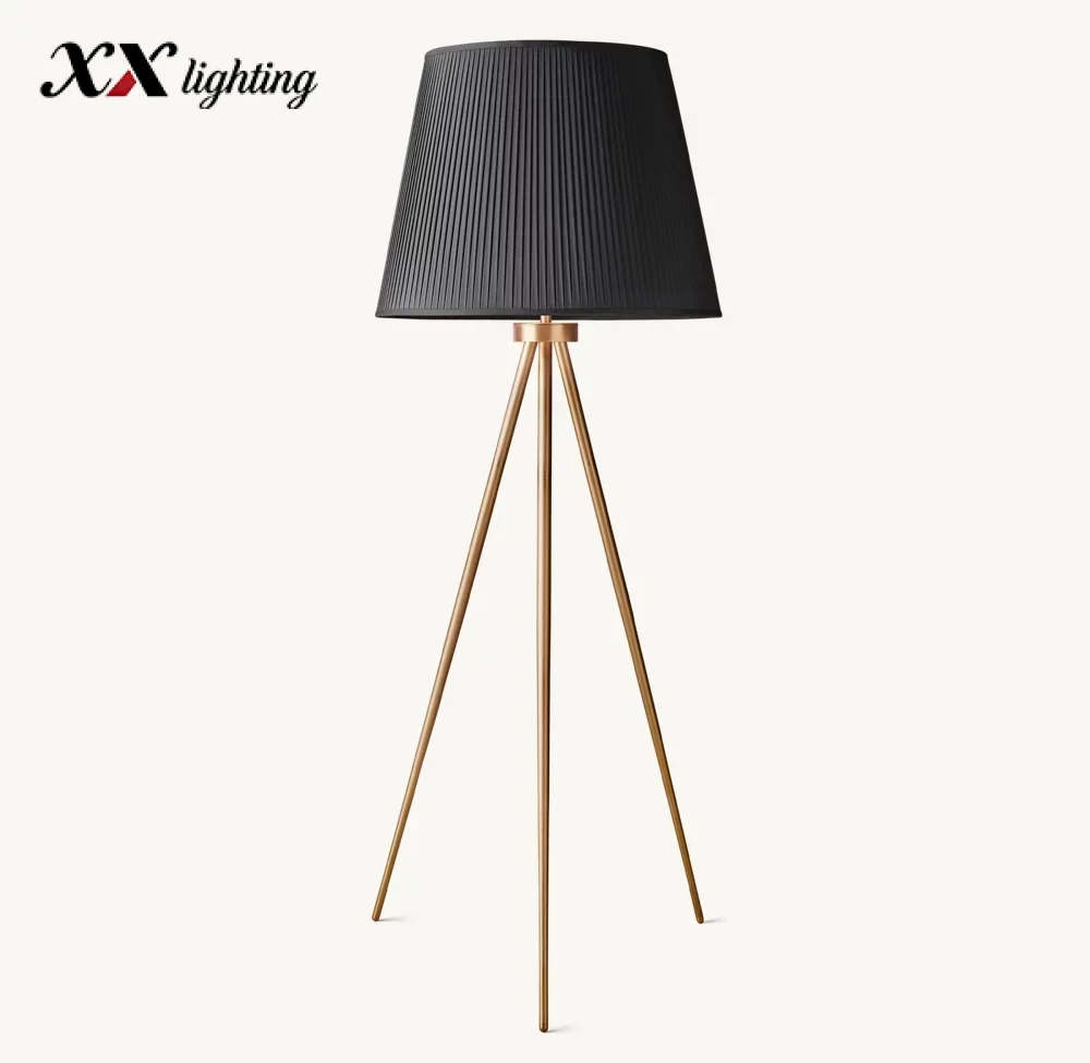 Reed Pleated Silk Shade Floor Lamp - 32″, Polished Nickel