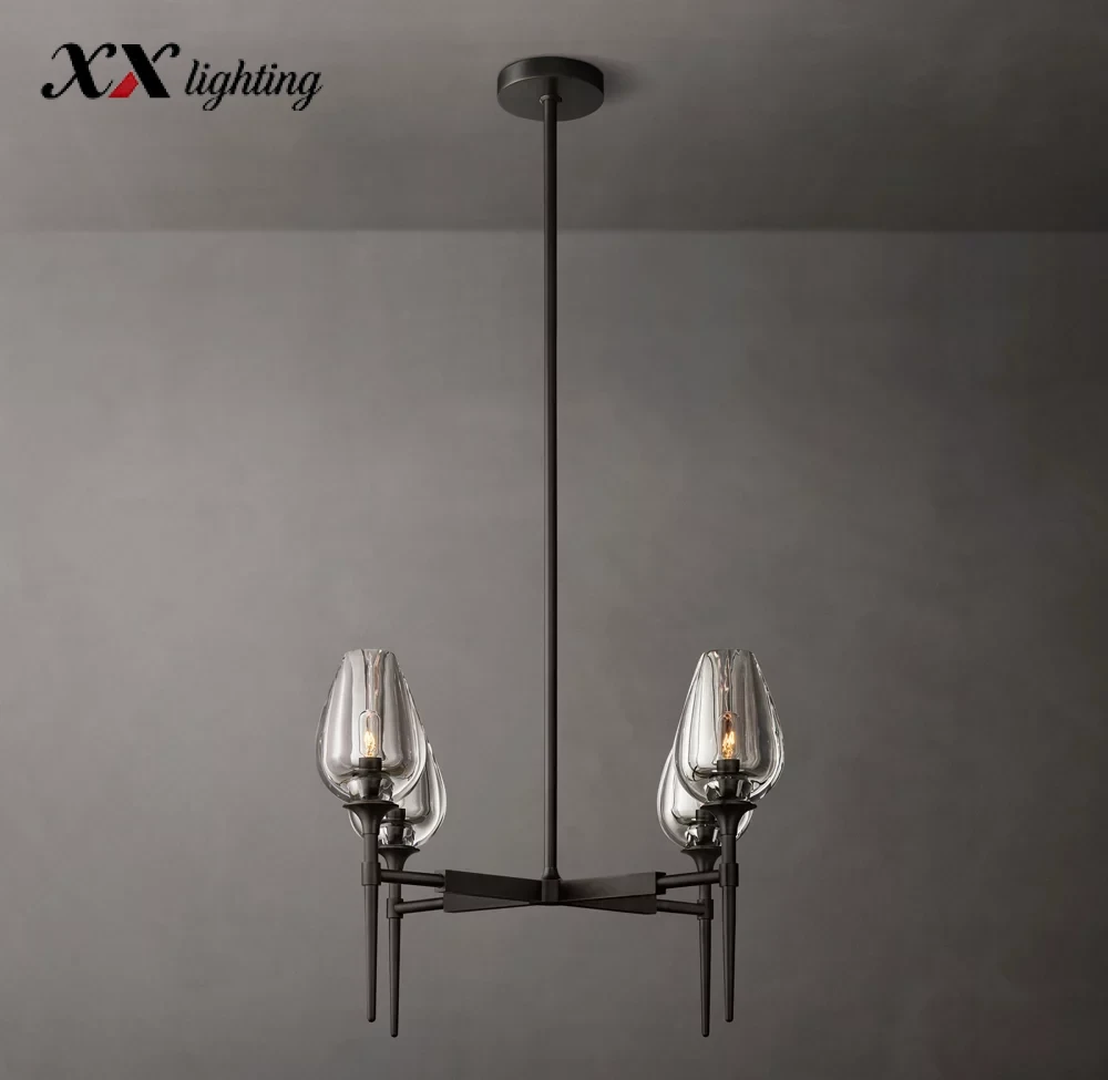Tulip Round Chandelier 27 inch - 27", Satin Nickel