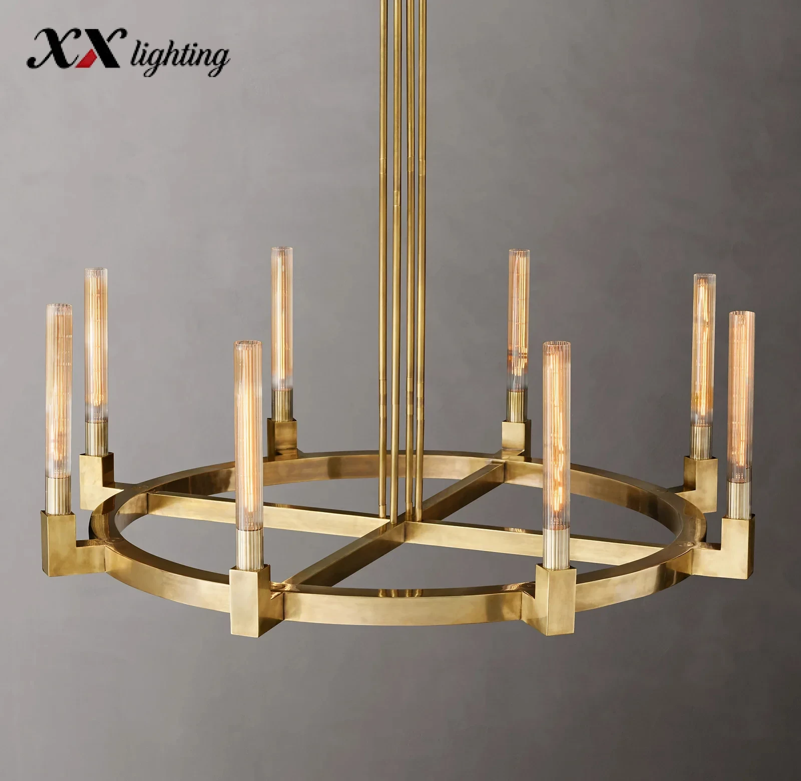 Cannele Round Chandelier 36 inch - 48", Satin Nickel