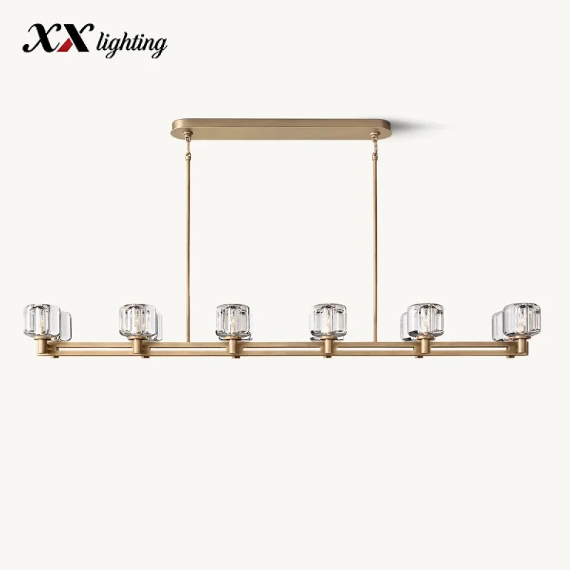 Demaret Double Linear Chandelier 54 inch - 72″, Polished Nickel