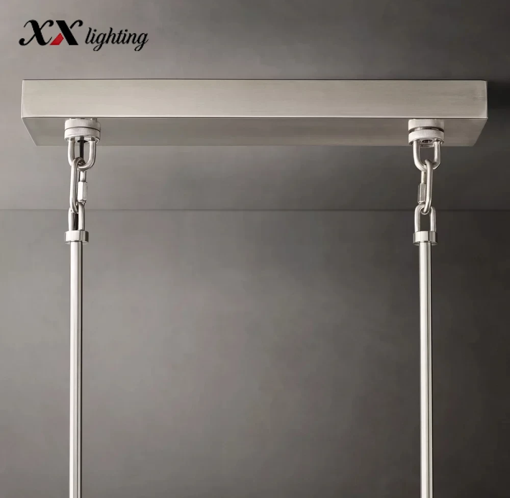 Sirene Clear Glass Rectangular Chandelier - 76½", Polished Nickel