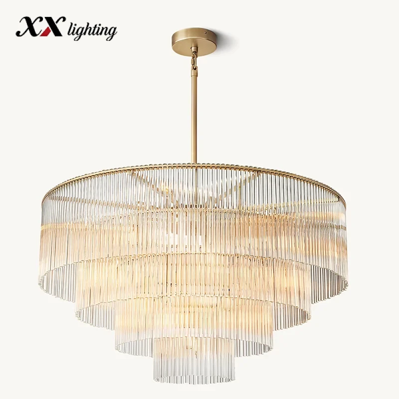Amadeo Round Tiered Chandelier 40 inch - 40″, Polished Nickel