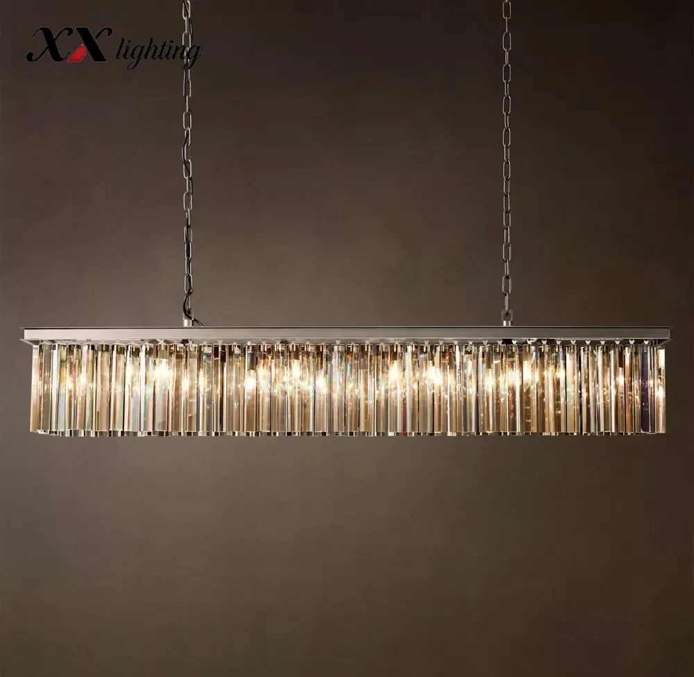 Rhys Rectangular Chandelier - 60″, Polished Nickel