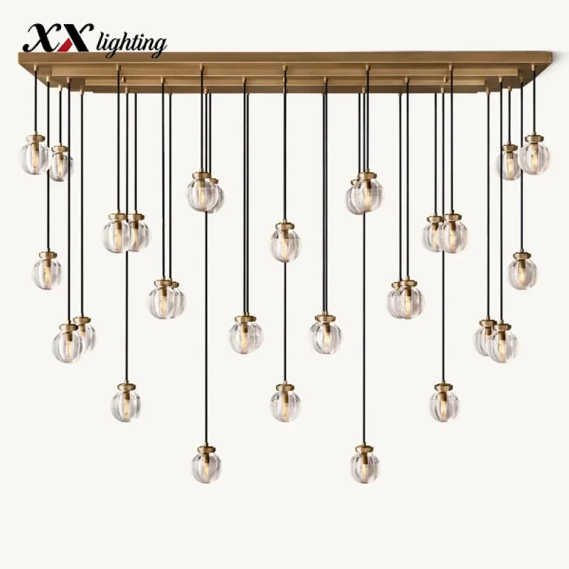Pearl Rectangular Chandelier 36 inch - 72″, Satin Nickel
