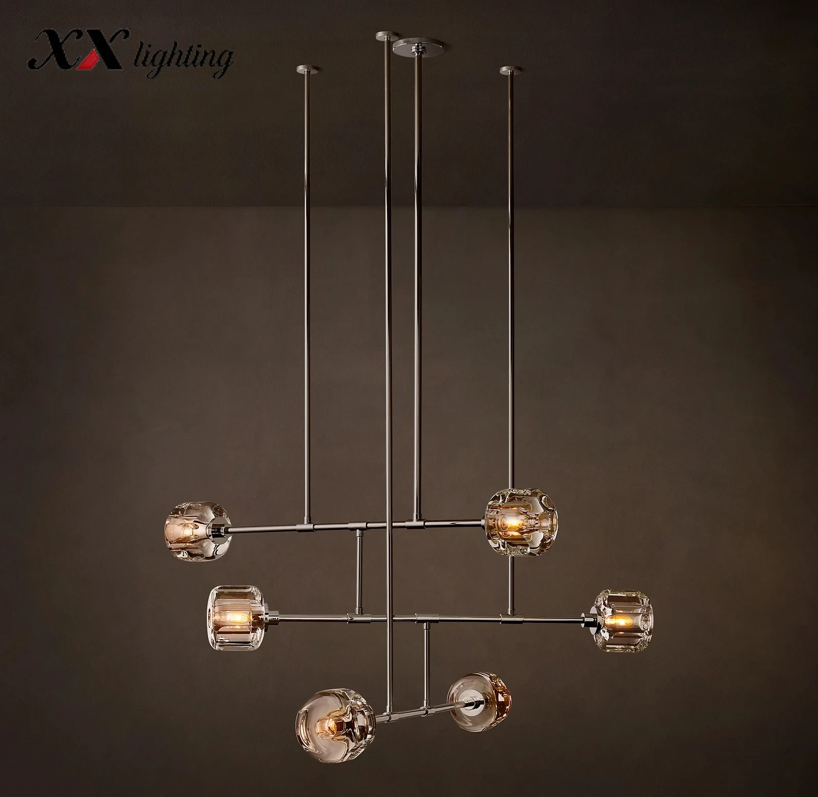 Demaret Mobile Round Chandelier 48 inch - 48″, Polished Nickel