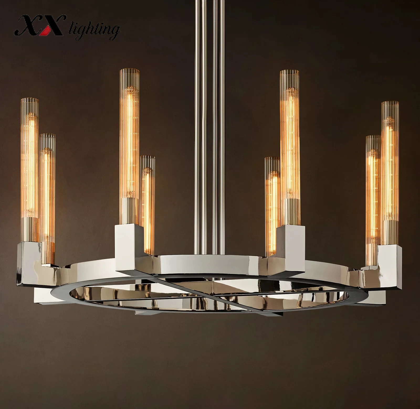 Cannele Round Chandelier 36 inch - 36", Satin Nickel
